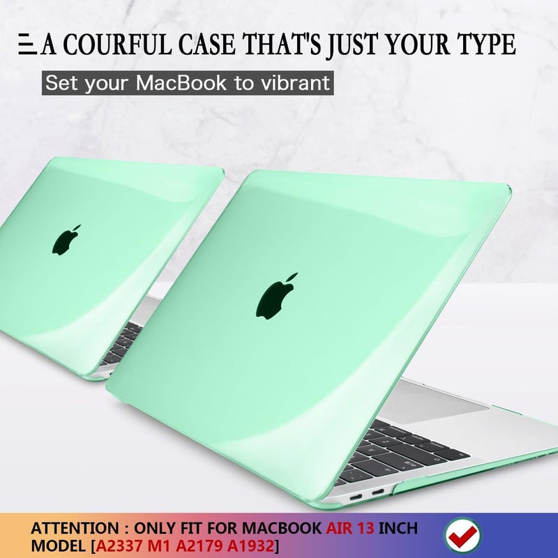 CISSOOK for MacBook Air 13 Inch Case 2021-2018 Release,Plastic Hard Shell Case with Keyboard Cover and Screen Protector for MacBook Air 13 A2337 M1 A2179 A1932 Model with Touch ID - Crystal Green - Image 3